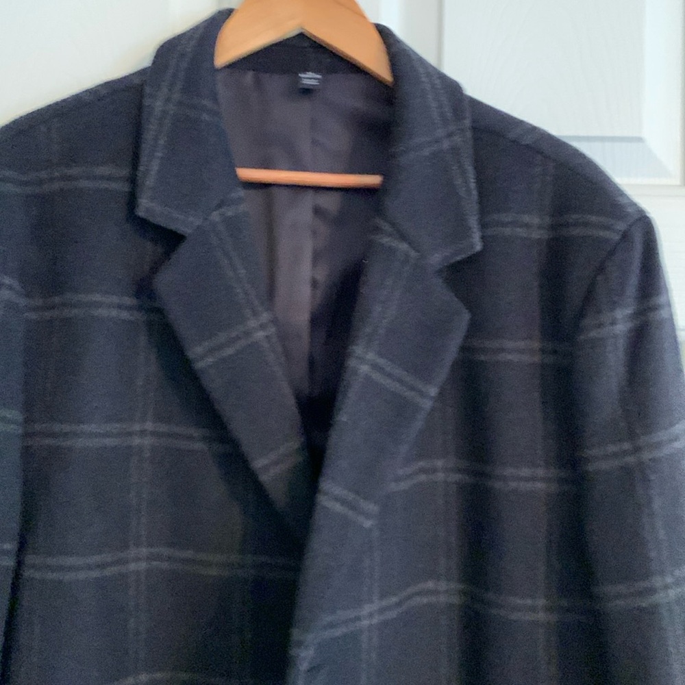 NWOT men’s navy/ grey overcoat. Beautiful. Never worn.